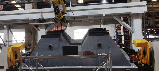 英萊焊縫跟蹤系統(tǒng)，應(yīng)用于配料倉(cāng)料斗自動(dòng)化焊接！